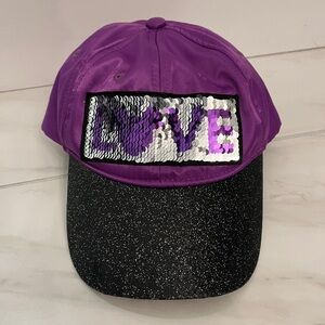 Youth Disney purple black glittery love Mickey Mouse Hat adjustable